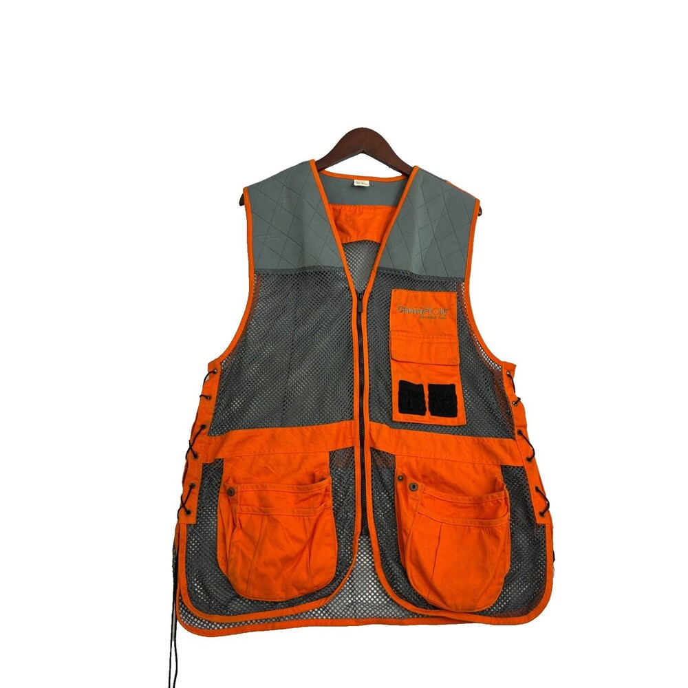 Champion Shooting Gear Vest Mens XL XXL Orange Gray Mesh Hunting Range Tactical